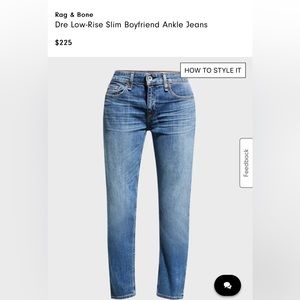 Rag and bone Dre boyfriend ankle jeans